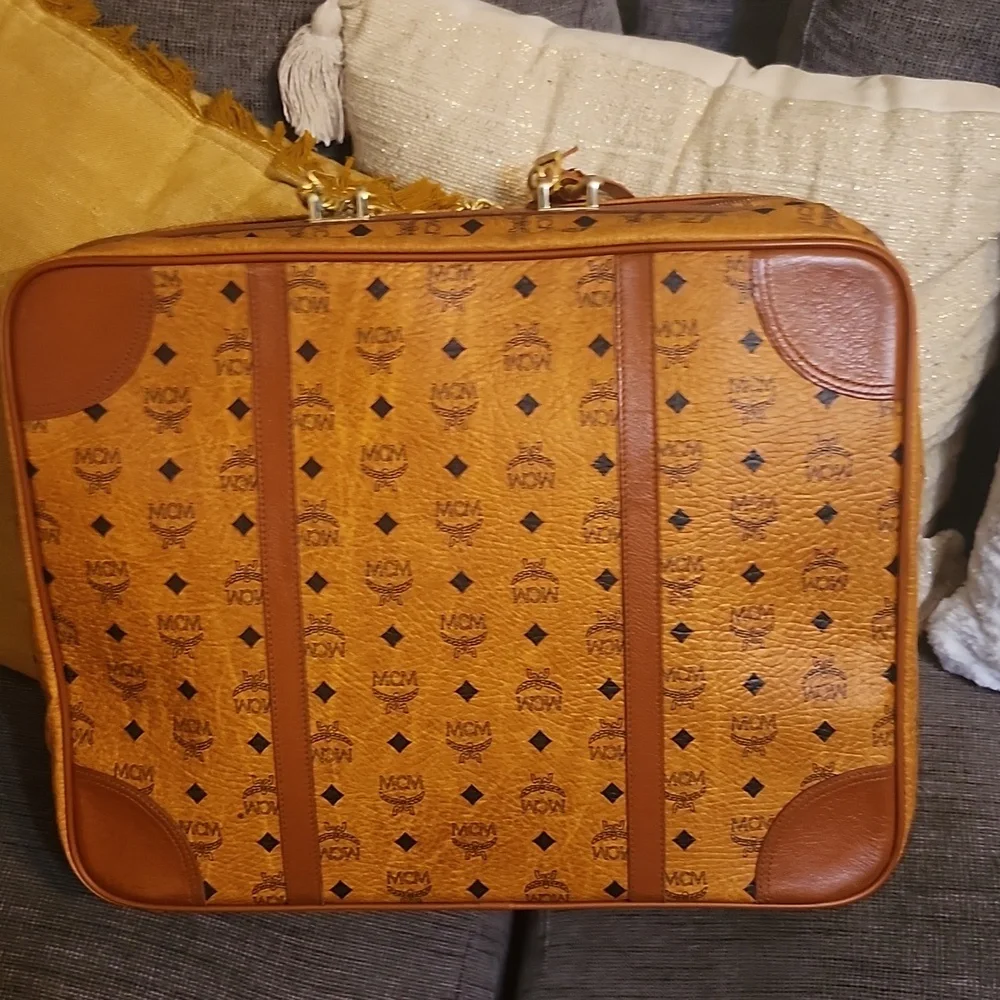 MCM Cognac Visetos Weekender Bag Vintage Made In Germany Unbranded Chains Added - Picture 7 of 17